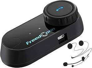 Tcom VB Motorcycle Helmet Bluetooth 5.0 Headset Intercom, 2 Way Rider 800M Universal Motorbike Communication System with Music Share, IP65 Waterproof (with Soft + Hard Mic) for All Helmets