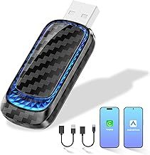 Wireless CarPlay Adapter & Android Auto Wireless Adapter - 2 in 1 Mini Adapter for Factory Wired CarPlay and Android Auto Cars, Ultra Low Delay, Multi-Color Ambient Light, Extension Cable USB C/A