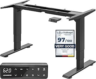 Height Adjustable Electric Standing Desk Frame Dual Motor Heavy Duty Steel Stand up Desk with Automatic Memory Smart Keyboard (3 Stage|Dual Motor, Black) T2 Pro Plus