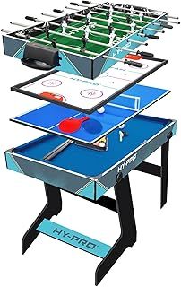 Hy-Pro Folding 4-in-1 Games Table - Table Football, Air Hockey, Table Tennis, Pool, Family Games, Kids and Adults, Great Gift Idea