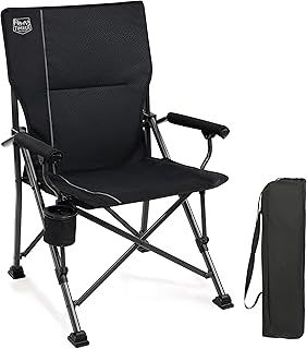 TIMBER RIDGE Folding Camping Chair 150kg High Back Portable Folding Chair with Cup Holder Hard Armrest Fishing Chair for Camping, Picnic, Garden, Balcony