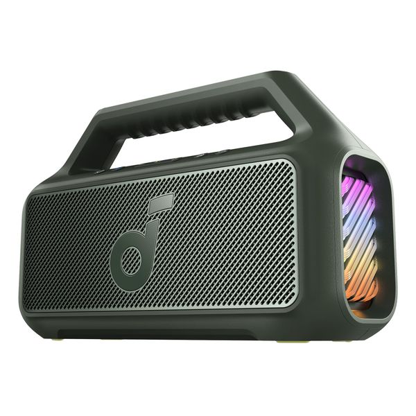 soundcore Anker Boom 2 Bluetooth Speaker, Outdoor Speaker with 80W, Subwoofer, BassUp 2.0, 24H Playtime, IPX7 Waterproof, Floatable, RGB Lights, Custom EQ, USB-C, Portable for Camping, Beach (Green)