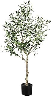 YOLEO 4FT Artificial Olive Tree Tall Faux Silk Olive Plant with Lifelike Olive Leaves Fake Olive Tree for Home Office Indoor Decor