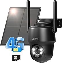 ANRAN 3/4G LTE 2K Security Camera Wireless Outdoor (SIM Card & 32GB SD Card Included), No WiFi Needed PTZ Solar Camera, Battery Operated, Color Night Vision, PIR Human Detection, 2 Way Talk, G1 Black