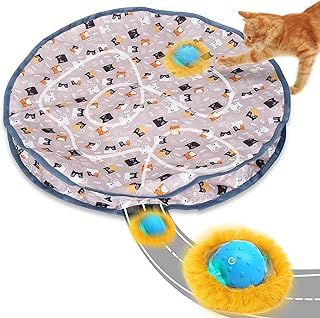 PUHOHUN Cat Toys Ball for Indoor Adult Cats - Interactive Automatic Cat Ball Toy | Fast Rolling & Motion Activated Chirping | Hide and Seek Mouse Catching Game | Stimulates Hunting Instincts (Brown)