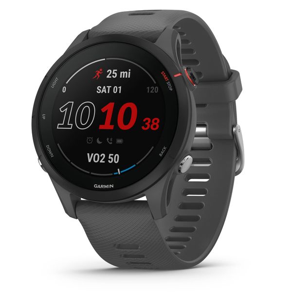 Garmin Forerunner 255, 46mm GPS running smartwatch, lightweight, advanced training & insights, safety & tracking features, up to 14 days battery life, Slate Grey