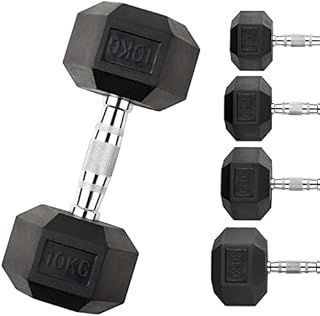Dumbbells Set Heavy Weights Hex Dumbell Set Hexagonal Rubber Dumbbell with Metal Handles Anti-Rolling for Weight Lifting Bodybuilding Exercise Workout Strength Training Home Gym 2.5kg-30kg Pairs Sets