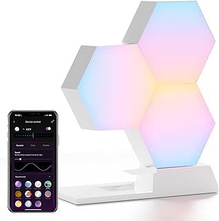 Cololight Hexagon Led Lights Voice App-Controlled, Work with Alexa, Google Home, Color Changing Night Lights, Pro Kit for Gaming Setup Home Decoration (6-pc pro Wall &Standing kit)