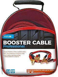 Simply SP200 Professional Jump Booster Cable - Recommended for cars up to 2000cc - 200AMPs - 2.5 Metres(Packaging May Vary), 2.5 Metre