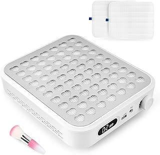 Madenia Rechargeable Nail Dust Collector: 56W Cordless Dust Collector Nail Salon with 2 Reusable Filters and 1 Brush, Powerful Nail Dust Extractor Fan for Acrylic Gel Nails, White
