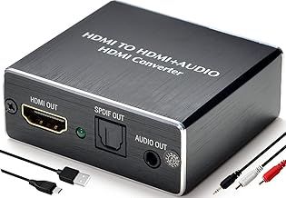 Yukidoke 4K HDMI Audio Extractor - HDMI to Optical/Toslink & Analog 3.5mm Audio Splitter for Blu-ray, DVD, PS3, PS4, HDTV, Projector, Monitor