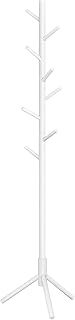 VASAGLE Standing Coat Rack, Solid Wood Coat Rack, Tree-Shaped Coat Rack with 8 Hooks, 3 Height Options, for Clothes, Hats, Bags, for Living Room, Bedroom, Home Office, White RCR04WT