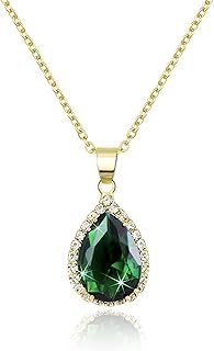Linawe Crystal Chain Necklace for Women Trendy, Imitation Diamond Pendant, Statement Cubic Zirconia Boho Jewellery Set, 14K Gold/Rose Gold/Silver Birthstone Necklace