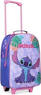 Disney Kids Suitcase - Foldable Trolley Bag 47 x 30cm, 2 Wheels Extendable Handle - Kids Gifts (Blue Stitch)