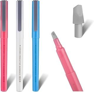 3Pcs DIY Diamond Art Painting Parchment Paper Cutter Ceramic to Cut Pen, Craft Art Ceramic Blade Perfectly Painting with Diamonds Tools Accessories for School and Home(Random Color)