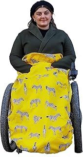 BundleBean - Fleece-Lined Wheelchair Cosy Cover (Yellow Zebra) - Adult Size 100% Waterproof Rain Cover for Wheelchair Users, Universal Fit for Manual and Powered Wheelchairs, Easy to Fit, Blanket