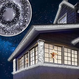 ANSIO® Christmas Lights 1000 LED 12m/39ft Cluster Christmas Tree Lights for Indoor & Outdoor Cool White Decorations Fairy Lights with Timer for Xmas Garden Bedroom & Party | Mains Powered Green Cable…