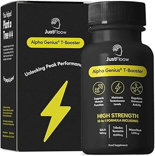 Alpha Genius® Testosterone Supplements for Men - Improve Recovery, Energy Levels & Muscle Function - Testosterone Booster Formulated with Tribulus Terrestris, D-Aspartic Acid & Maca Roots