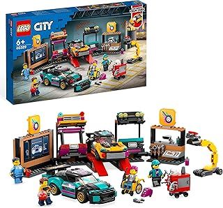 LEGO City Custom Car Garage Toy Set with 2 Customisable Cars, Mechanic Workshop and 4 Minifigures, Birthday Gift Idea for Boys and Girls Aged 6 Plus Years Old 60389