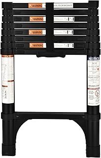 HBTower Telescopic Ladder with Non-Slip Feet, 2.6M/8.5FT Thickened High-Strength Aluminum Extendable ladders, Adjustable Height Collapsible Ladder for Caravans lofts, outdoors and Interiors,Black