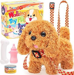 Tagitary Plush Toys Puppy Electronic Toy Dogs That Walk and Bark,Tail Wagging Fake Dog Interactive Dog Toy for Kids with Leash,Easter Christmas Birthday Gift for Toddlers Kids