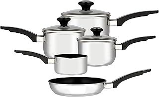 Prestige Everyday Milkpan, Saucepan and Frypan Set of 5 - 5 year guarantee, Silver