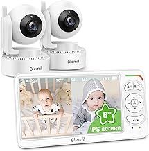 Baby monitor, Video Baby Monitor with 2 Cameras and Audio, 6 IPS Large Split Screen Remote Pan/Tilt/Zoom Baby Monitor, Video monitor cameras with clear night vision and 30hours battery Life
