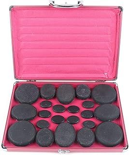 20 x Massage Stones Gemstone Spa Stone Basalt Foot Massage Heating Hot Oil Pedicure Stones Heat Heater Arch Kit for Body Massage Heating Box Basalt Stones in Heating Case Herb Oil Scented Candles