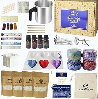 SALZOYART Candle Making Kit for Adults- | Soy Candle Making Kit | Candle Making Kits UK | Wax Melt Making Kit, Art & Craft Gift Set, Candle Mould, Scents, 2 lb Wax (Mandala Tins+Extras)
