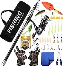Geegear Telescopic Fishing Rod and Reel Combo Set, 2.1m Metal Fishing Pole Kit with Line, Lures, Carrier Bag, Spinning Rod Reel Combo