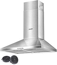 COMFEE' 60 cm Chimney Cooker Hoods Class A+ Stainless Steel Extractor Hood with LED and Recirculating & Ducting System Wall Mounted Hood 600 mm with Carbon Filters
