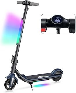 Electric Scooter,6'' Foldable Electric Scooter,Colorful Lights Kids Electric Scooters Max 8Mph,3-5 Miles of Range,Electric Scooter Kids LED Display, E Scooter