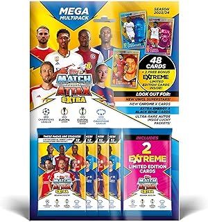 Topps Match Attax Extra 2024 - Mega Multipack - 48 Cards Match Attax (4 Paquetes) with 2 Cards Random Extreme de Edición Limitada!,(FS0004593-DE)