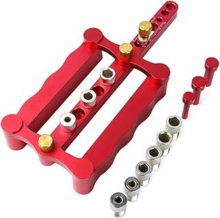 6/8/10mm Self-Centering Woodworking Doweling Jig Kit Drill Guide Wood Dowel Puncher Locator Carpentry Tools (Red)
