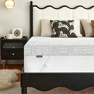 Mattress Topper Double Bed Thick, Double Mattress Topper with Washable Cover and Elastic Straps