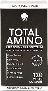 Total Amino | Full Spectrum Amino Acids Capsules | BCAA | Free Form Amino Acids | 120 Vegan Capsules | G&G Vitamins (Packing May Vary)