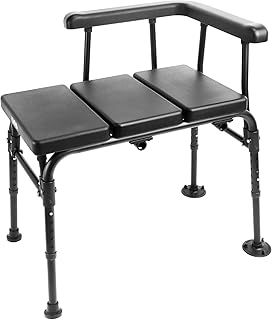 KMINA - Bath Bench, Non Slip Seat for Adults, Lifts for Disabled and Elderly, Chair with Padded Armrest, Black - Made in Europe