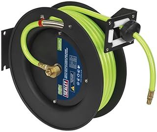 Sealey Sa841Hv Retractable Air Hose Metal Reel 15Mtr 10Mm Id Hi-Vis Tpr Hose