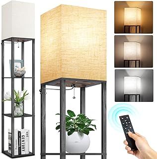 OUTON (Upgrade) Floor Lamp with Shelves, Touch Control & Remote, Dimmable & 3000K-6000K Adjustable Color Temperature, 1H Timer, LED Column Floor Lamp, Standing Lamps for Living Room, Bedroom, Office