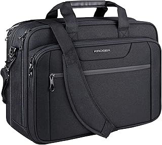 KROSER Laptop Bag Expandable Laptop Briefcase Fits Up to 17.3 Inch Laptop Water-Repellent Shoulder Messenger Bag Computer Bag for Travel/Business/School/Men/Women-Black