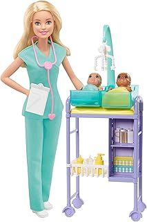 Barbie You Can Be Anything Doll, Baby Doctor Playset with Blonde Barbie Doll, 2 Baby Dolls, Doctor Accessories and Doll Accessories, Toys for Age 3 to 7, One Doll and Two Infant Dolls, GKH23
