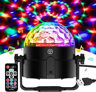 Disco Lights, 360°Rotation Sound Activated 【Portable 】Disco Ball Lights with 4M/13ft USB Power Cable, 3W RGB Party Lights with Remote Control for Kids Birthday/Family Gathering/Party/Home