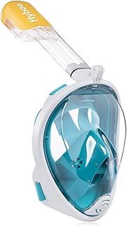 Flyboo Snorkel Mask,180°view Snorkelling Mask with Panoramic Full Face Design-Sports Camera Compatible Diving Mask with Anti-fog and Anti-leak Technology for Adults and Kids