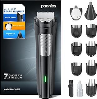 Beard Trimmer Hair Clippers Men, Nose & Ear Trimmer, 9-in-1 Body Groomer Men Kit, Cordless Rechargeable Hair Clippers with 7 Limit Combs, Stainless Steel Blades, 100% Waterproof Extra Long Life