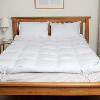 Luxury 4" (10cm) EXTRA DEEP 100% Super Soft MICROFIBRE Feels Like Down MATTRESS TOPPER Enhancer Medium Plush, White, Double