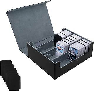Mcbazel Card Deck Box for MTG 1800+ Cards, Magnetic Holder with 3 Rows and 8 Dividers