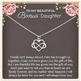 RareLove Bonus Daughter Necklace,Step Daughter Gifts from Stepmum,925 Sterling Silver Tiny Infinity Heart Necklaces Jewellery for Women,Blended Family,Adoptive Daughter Gift for Birthday Wedding