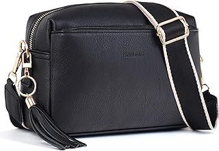 Small Crossbody Bag with 3 Zip Compartments,Vegan Leather Phone Bag for Women,Shoulder Bag with Adjustable and Removable Wide Strap