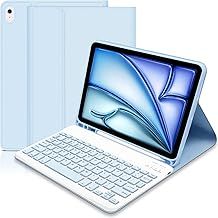 Lielax for iPad Air 11 inch Case with Keyboard(M3 2025/M2 2024), keyboard Case for ipad air 6th Generation, Detachable Keyboard with Pencil Holder for iPad 2025 11 inch -Blue