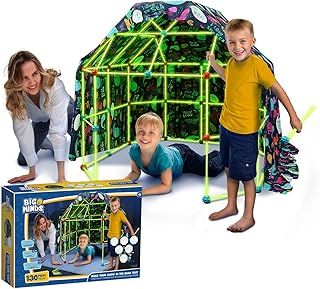 Big Minds - Den Building Kit Glow In The Dark | Fort Building Kits For Kids | Fort Building Kit 130 Piece | Den Building Kit For Kids Infinite Shapes | Den making kit 5+ Year Old